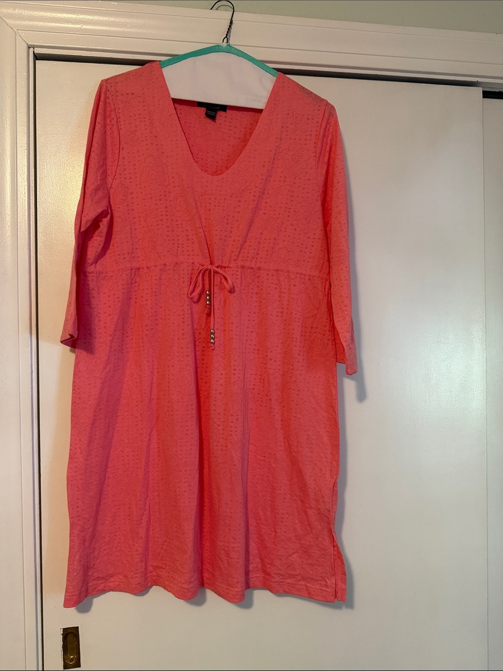 Crabtree & Evelyn Coral Eyelet Drawstring Midi Dress - NWOT!!!